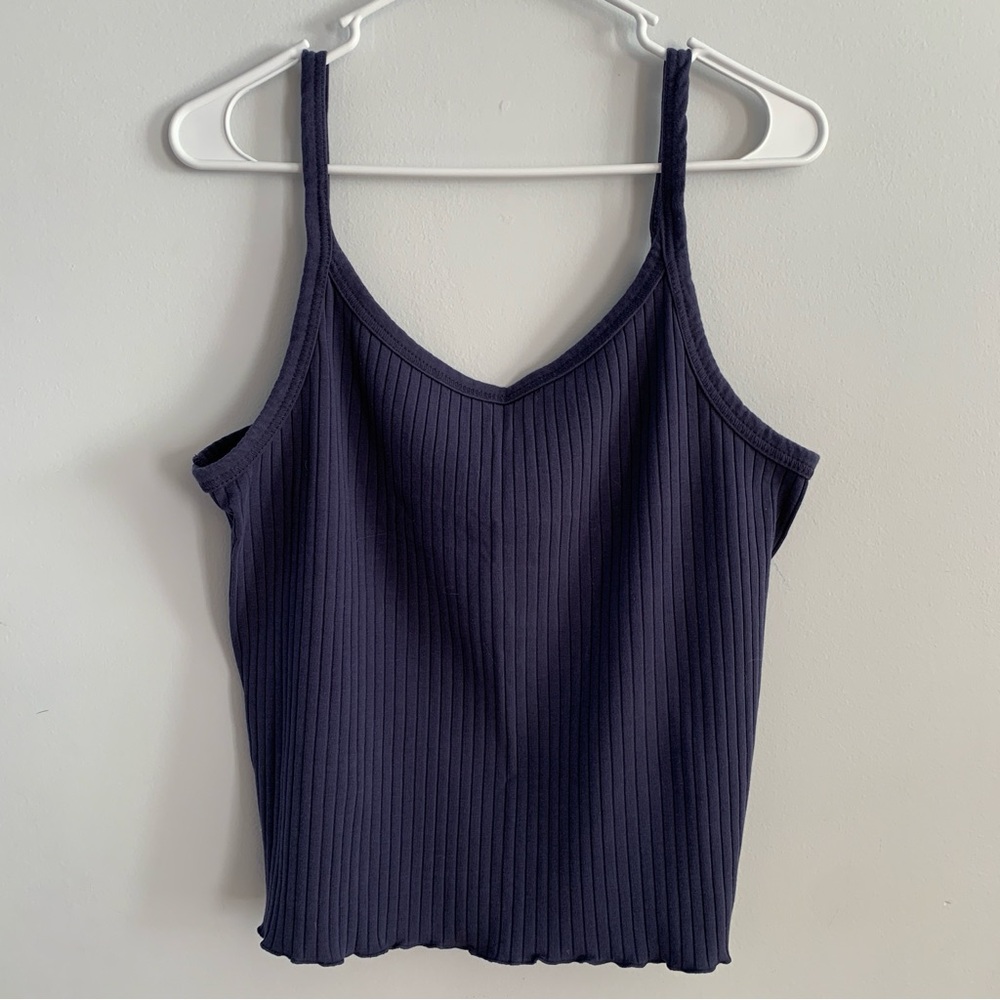 Blue Ribbed Tank Top Scoop Neck Spaghetti Strap Size XL Tall Old Navy Camisole
